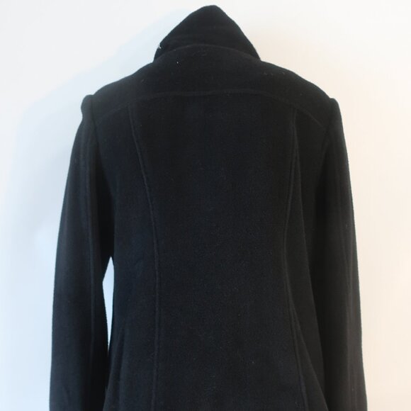 NWT Women Badgley Mischka Black Mix Media Wool Alpaca Leather Trim Olivia Coat L - Picture 12 of 16